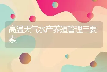 高温天气水产养殖管理三要素