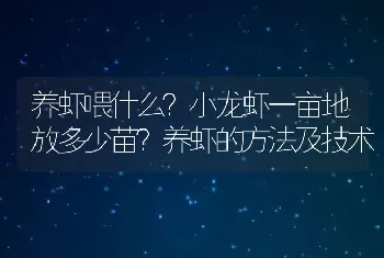 养虾喂什么？小龙虾一亩地放多少苗？养虾的方法及技术