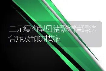 二元瘦肉型母猪繁殖障碍综合症及预防措施