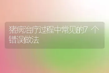 猪病治疗过程中常见的7个错误做法