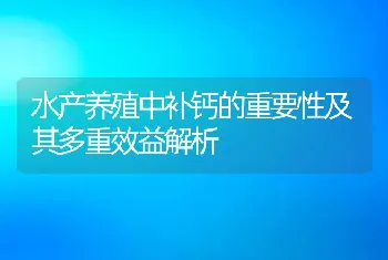 水产养殖中补钙的重要性及其多重效益解析