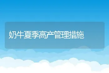 奶牛夏季高产管理措施