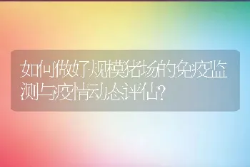 如何做好规模猪场的免疫监测与疫情动态评估？