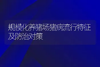 规模化养猪场猪病流行特征及防治对策