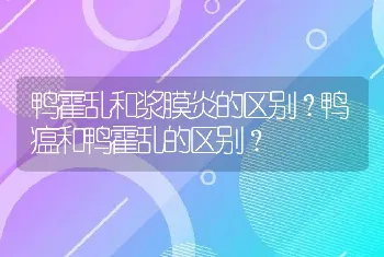 鸭霍乱和浆膜炎的区别？鸭瘟和鸭霍乱的区别？