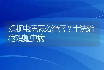 鸡蛔虫病怎么治疗？土法治疗鸡蛔虫病