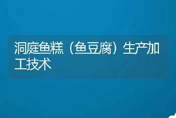 洞庭鱼糕（鱼豆腐）生产加工技术