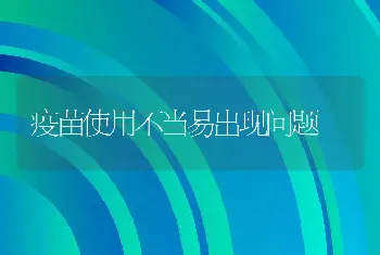 疫苗使用不当易出现问题