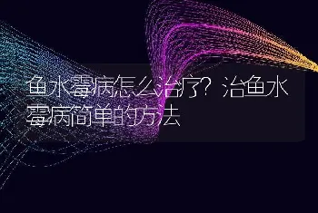 鱼水霉病怎么治疗？治鱼水霉病简单的方法