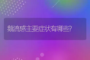 鹅流感主要症状有哪些?