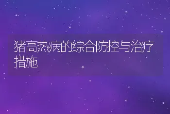 猪高热病的综合防控与治疗措施