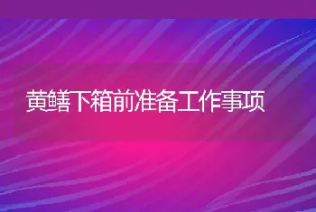 黄鳝下箱前准备工作事项