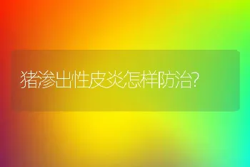 猪渗出性皮炎怎样防治?