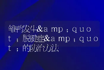 雏鸭发生&quot;脱腱症&quot;的防治方法