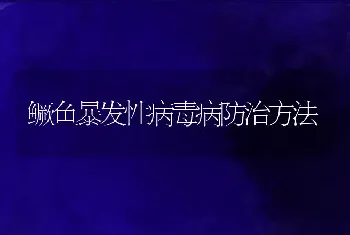 鳜鱼暴发性病毒病防治方法