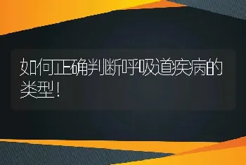 如何正确判断呼吸道疾病的类型！