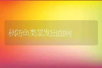 秋防鱼类暴发出血病