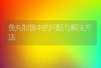 鱼丸制售中的问题与解决方法