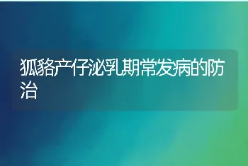 狐貉产仔泌乳期常发病的防治