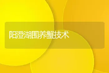 阳澄湖围养蟹技术