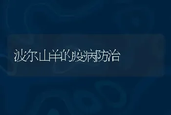 波尔山羊的疫病防治