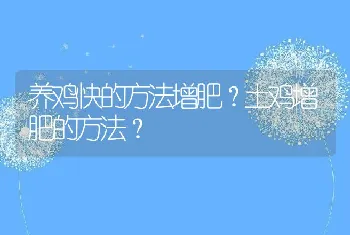 养鸡快的方法增肥？土鸡增肥的方法？