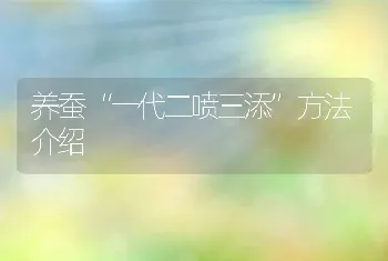 养蚕“一代二喷三添”方法介绍