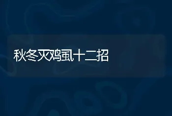 秋冬灭鸡虱十二招