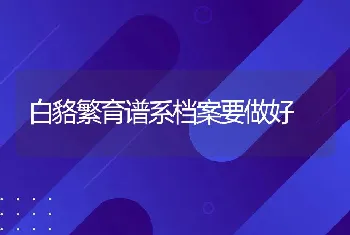 白貉繁育谱系档案要做好