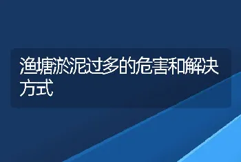 渔塘淤泥过多的危害和解决方式